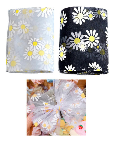 2x 5m Tela De Flores De Encaje Coser Tul Cinta Gris + Negro