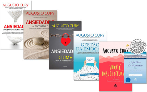 Coleção Augusto Cury 6 Livros: Ansiedade Controle Seja Líder