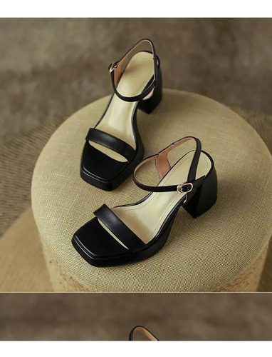Sandalias De Tacón Alto De Mujer De Tacón Grueso Estilo Core