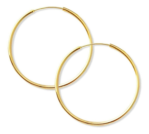 Aros Argollas De Plata Bañadas En Oro 18k (50mm)