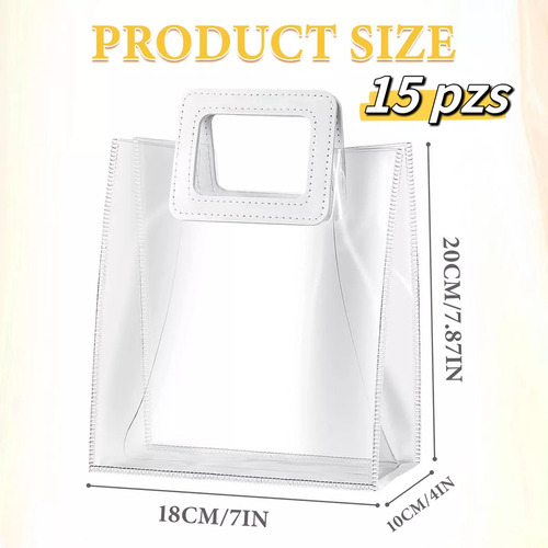 15 Bolsa Regalo Con Asa Transparentes Boda Bautizo Recuerdos