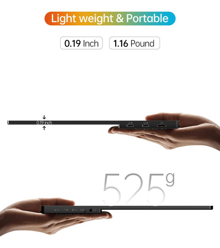 Wgk Portable De 14 Pulgadas Fhd1200p Ultra-slim Monitor Port