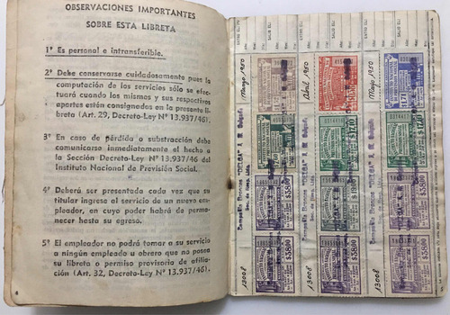 Antigua Libreta Afiliado Instituto De Previsión Social (Usado)