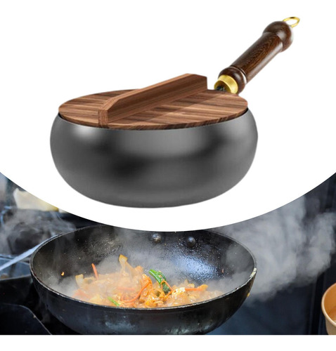 Wok Chino De 9,45 Pulgadas, Cocina De Tapa De Madera