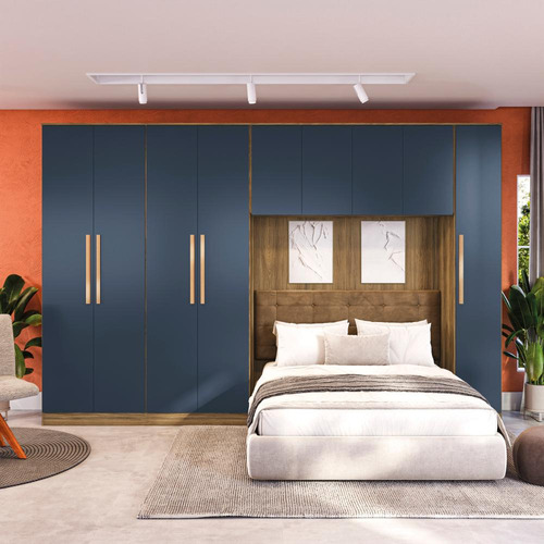 Quarto Modular Kappesberg Adapt Azul Profundo 4 Pçs 376cm
