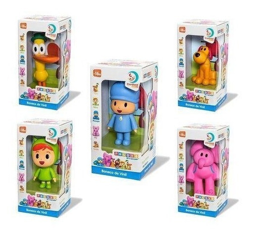 Pocoyo De Vinil + Elly Nina Loula Pato Kit 5 Bonecos Cardoso