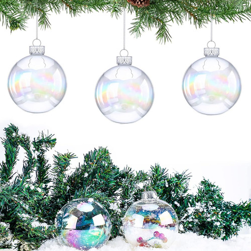 12 Esferas Iridiscentes De Navidad Para Colgar De Plastico