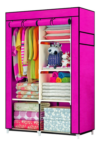 Closet Organizador Armario Tela Casa Armable Perchero Rosa