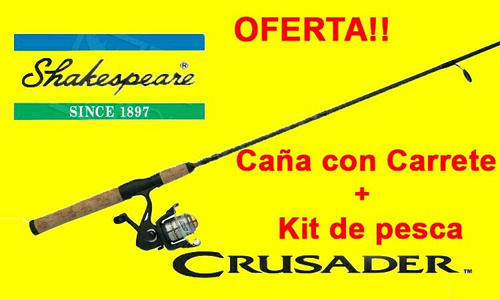 Caña De Pesca+carrete Con Nylon  Shakespeare + Kit De Pesca