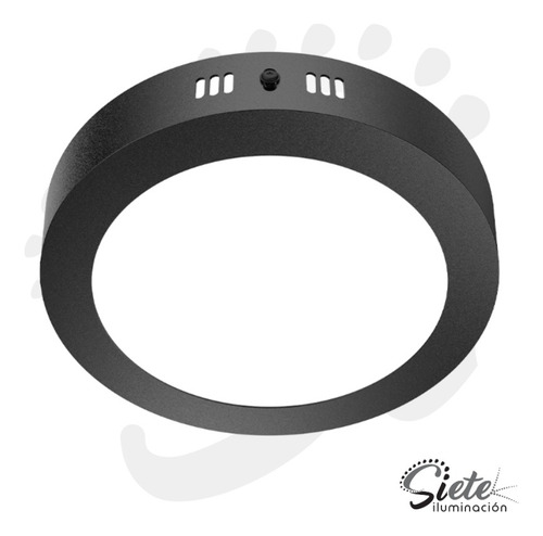 Plafón De Techo Circular Spot Panel Led 12w De Aplicar Estructura Negro con Luz Fría