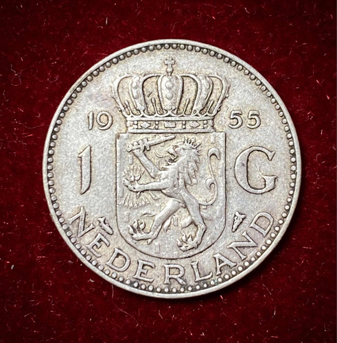 Moneda 1 Florin Holanda 1955 Km 184 Juliana Plata 0.720
