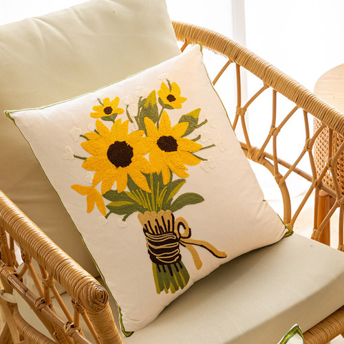 Funda De Almohada V De Algodón Con Forma De Girasol Para Jar