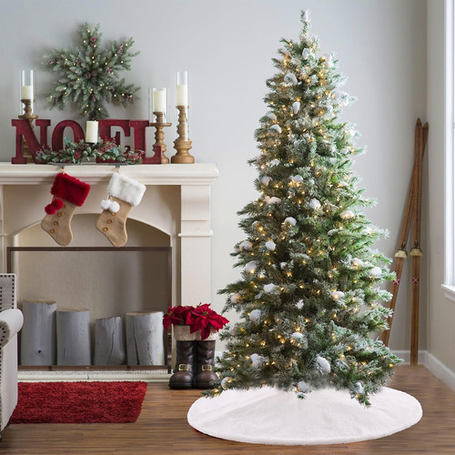 Faux Fur Tree Skirt White Christmas Tree Skirt For Merry ...