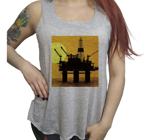 Musculosa Dama Petroleo Plataforma Trabajo Mar Abierto P1