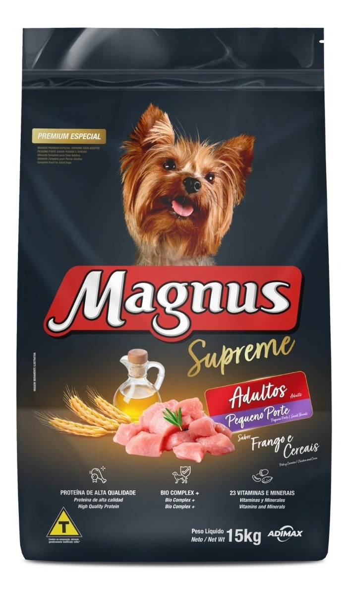 Magnus Supreme Adulto Porte Pequeno Frango cereais kg Frete grátis