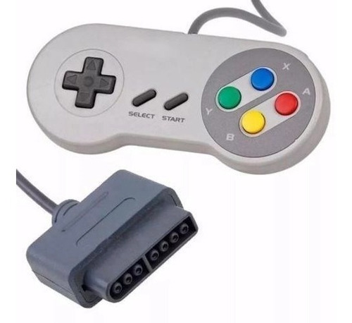 Controle Super Nintendo Snes Famicom Pronta Cor Cinza Claro