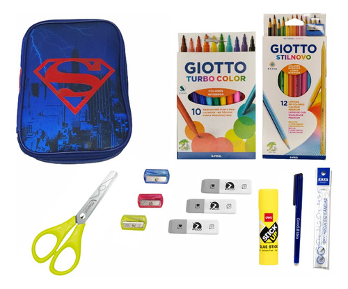 Kit Set Cartuchera Superman  Trend Lapiz Giotto Mooving 