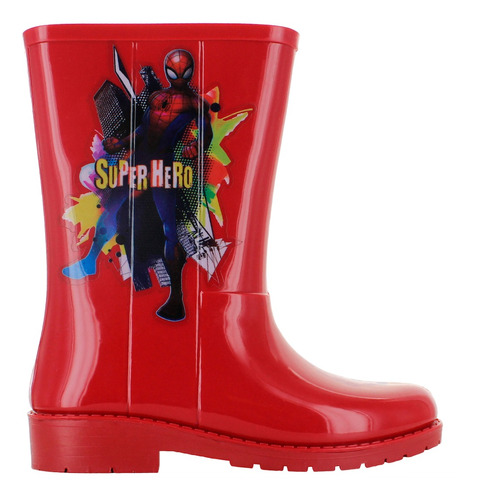 Spider Man Bota Lluvia Marvel Full Plastic Rojo Niño 81719