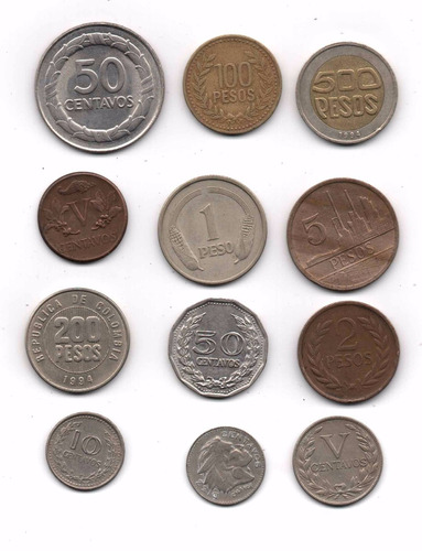 Colombia Lote 12 Monedas Diferentes Antiguas