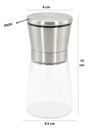 Yab - Moedor Manual Pimenta Sal Grosso Temperos Especiarias Em Inox Cerâmica E Vidro Gourmet P/ Cozinha Premium