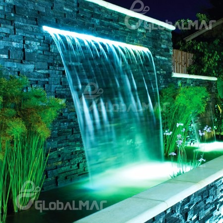 Cascata De Piscina 2 Metros C Led Rgb Piscina Embutir Parede