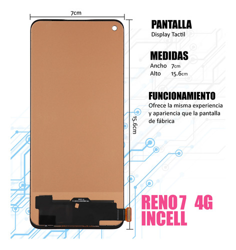 Pantalla Display Táctil Para Oppo Reno 7 4g Cph2363 Incell Negro