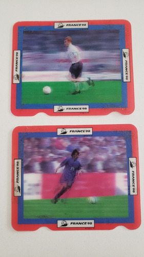 2 Tarjetas Figuritas Lenticulares Fútbol Francia 98 Nesquik