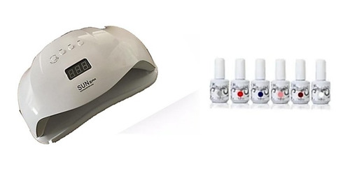 Kit Esmalte Permanente, Base+top+4 Esmaltes+lampara 24w