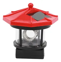 Comprar Lámpara Giratoria De Faro De Luz Solar Energía Solar Rojo