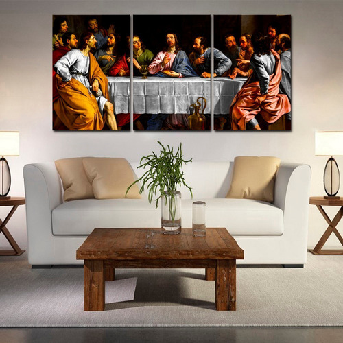 Quadro  Santa Ceia 60x120cm Jesus Apóstolos Decoração 