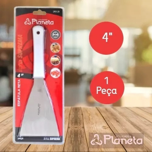 Espátula Reta Cozinha Aço Inox 4'' Linha Star 