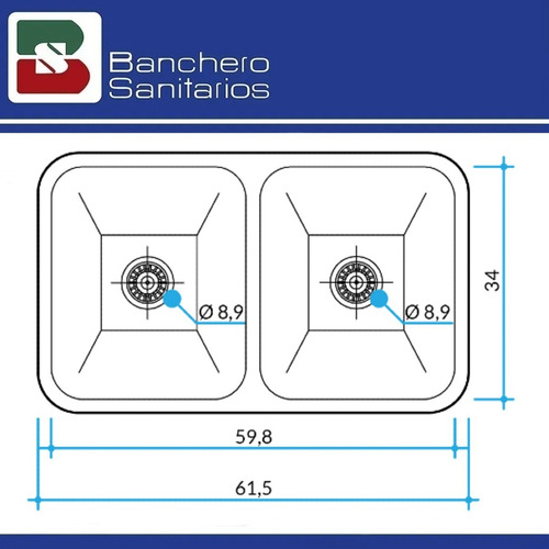 Pileta Bacha Doble De Cocina Johnson Cc28/18 Acero Inox