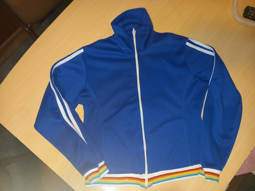 Campera Estilo Deportiva T1 Azul Francia Mujer Puños Multico