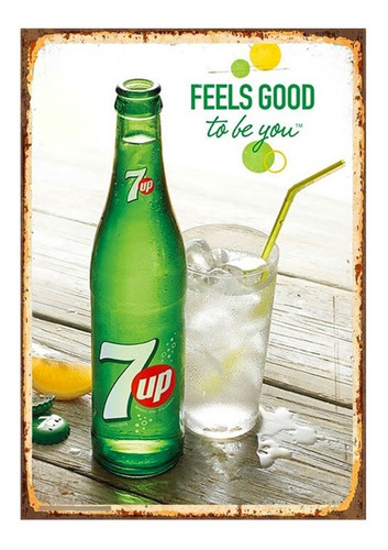 1 Cartel Metalico Letrero Drink Seven Up Retro 40x28 Cms