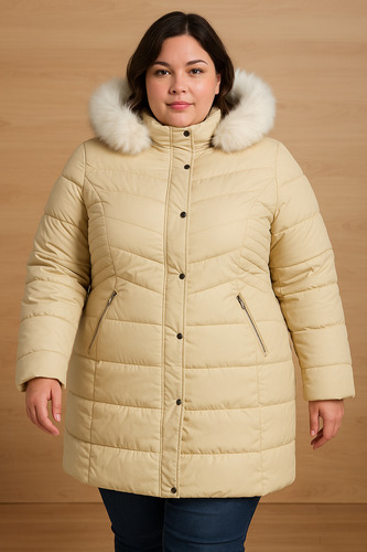Chamarra Larga Mujer Elegante Con Gorro Talla Extras Sakers