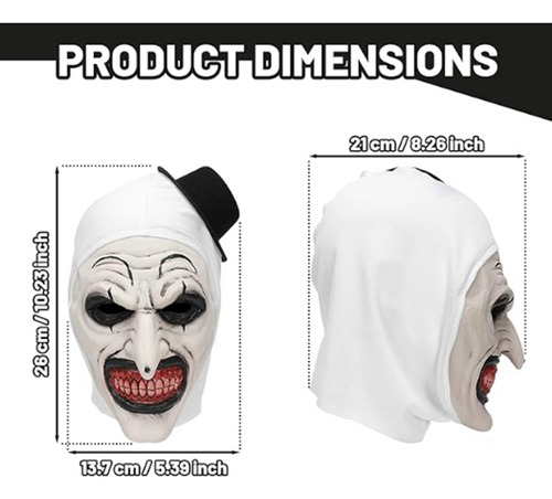 Máscara De Halloween Terrifier, Máscara De Payaso Asesino, S