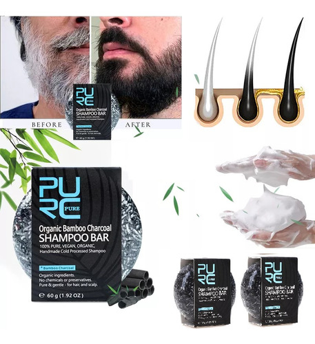 Shampoo Pure Hair Para Cabelo E Barba Escurecedor Grisalho*