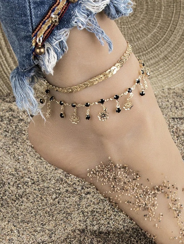 Pulsera De Tobillo Tobillera De 2 Piezas Diseño Flores