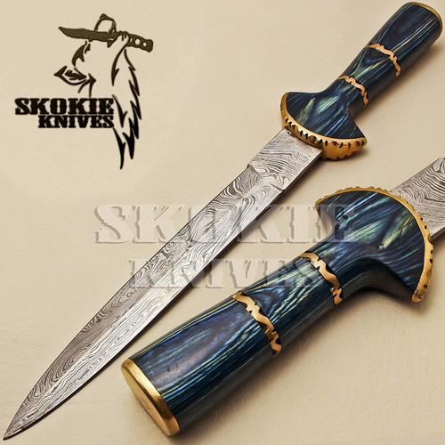 Cuchillo Acero Damasco Skokie Knives Hecho A Mano Pakka