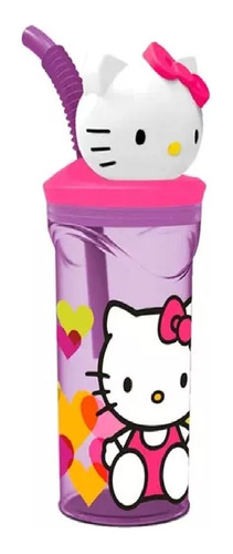 Vaso Hello Kitty 360 Ml Tapa Figura 3d Con Bombilla 