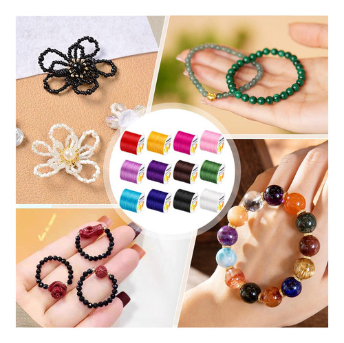 Banda Elástica Paxcoo Para Pulseras, 12 Rollos, Hilo