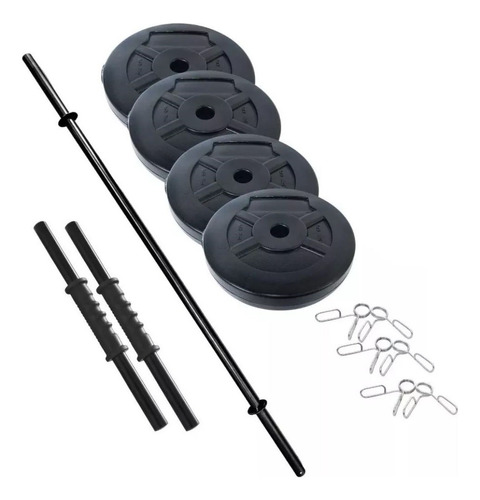 Kit 2 Mancuernas + Barra + 20 Kg. Discos Pesas Pvc Sonnos