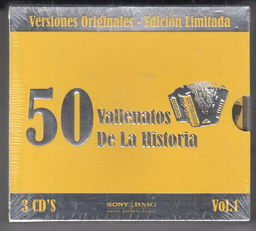 50 Vallenatos De La Historia Vol. 1. 3 Cd´s Original Qqh. Mz