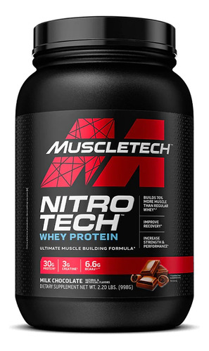 Proteína Aislada Muscletech Nitro Tech Whey Protein X 2.2 Lb Sabor Milk Chocolate