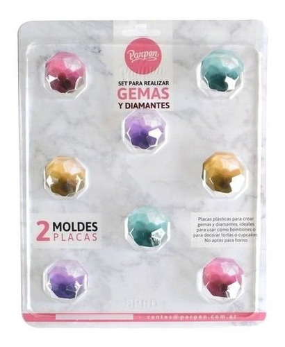 Imagen 3 de 8 de Set De 2 Moldes Placas Bombones Gemas Y Diamantes Parpen