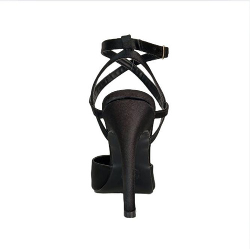 Zapatilla Puntal Negra De Tacón De Aguja Con Pulsera 10cm