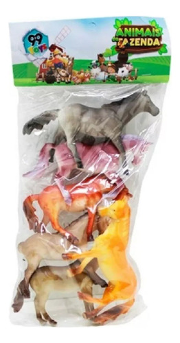 Brinquedo Cavalos 06pçs Animais Da Fazenda Tamanho 14cm Cada