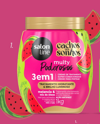 Creme De Tratamento Melancia 3 Em 1 Cachos Dos Sonhos Multy