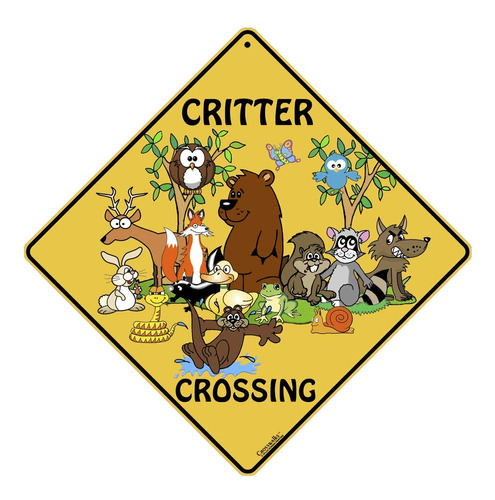 Critter Crossing 12  X Letrero Aluminio