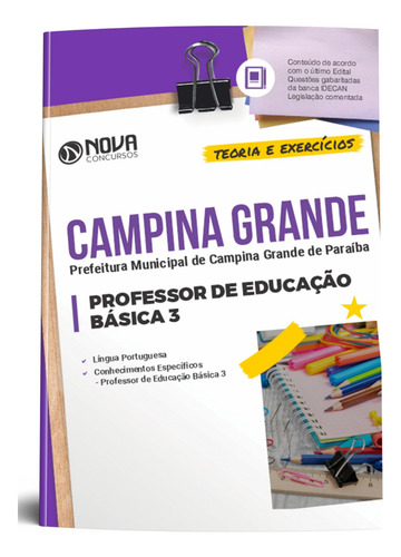 Apostila Concurso Campina Grande-pb 2023 / 2024 Professor De Educação Básica 3 - Editora Nova